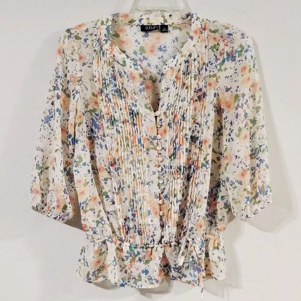A.N.A Floral Print Sheer Top